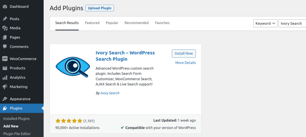 Install Ivory Search Plugin