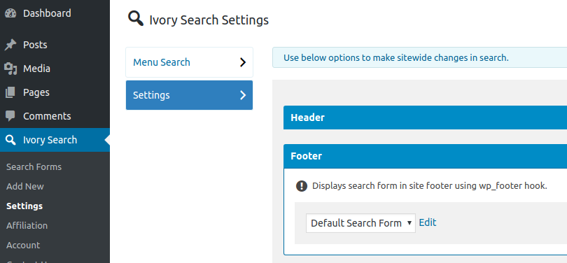 Display Search Form In Site Footer