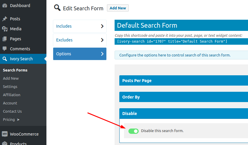 Disable Search Form